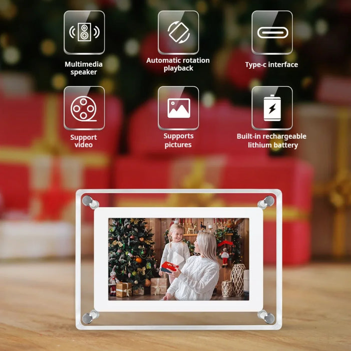 Acrylic Digital Photo Frame 5/7-inch — IPS Screen, 4GB, 1000mAh, Auto-Rotate