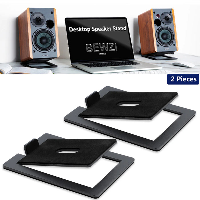 Desktop Speaker Stands — Carbon Steel 2‑Pack for Improved Stereo Sound & Shock Absorption