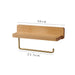 Wall-Mounted Toilet Roll Holder with Shelf — Brass & Wood, Stainless Steel