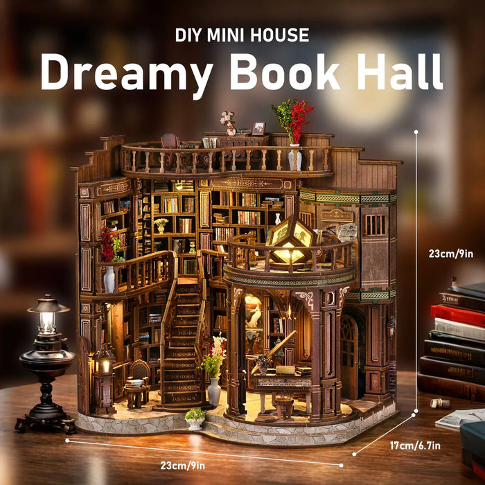 Retro Dreamy 3D Wooden Miniature House Kit — DIY Bookshelf Insert