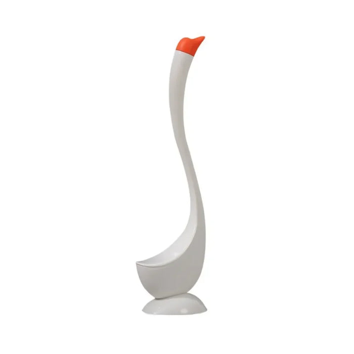 Swan-shaped Long-handle Toilet Brush with Holder — Dense Bristles, ABS (White/Blue/Black)