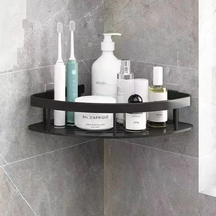 Aluminium Corner Bathroom Shelf – Adhesive Triangle Shampoo Holder (Silver, 2pcs)