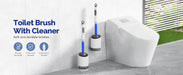 Wall‑Mounted Refillable Spray Toilet Brush — 40cm Handle, TPR Silicone, White