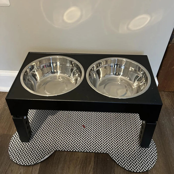 Adjustable Elevated Dog Feeder with Double Stainless Steel Bowls — Small to Large Dogs