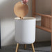 7L Round Wood‑Grain Press Dustbin with Legs