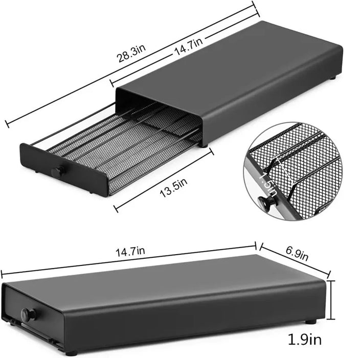 40-Capsule Metal Coffee Pod Drawer — Countertop Storage for Home & Office