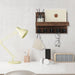 Wall-mounted Key and Mail Shelf with 5 Hooks - Wooden Entryway Rack