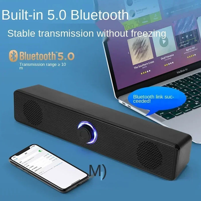 2.1 Channel Wired Soundbar with Subwoofer for PC/TV/Laptop – Aux & USB, Optional Bluetooth