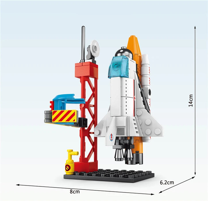 107-Piece DIY Space Rocket & Spaceship Building Set — Launch Centre Model (Plastic Bricks)