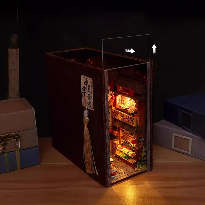 Retro Street-Food Book Nook DIY Wooden Miniature Kit — Shelf Insert