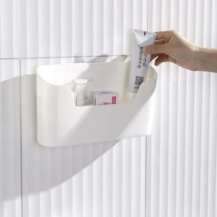 Adhesive Wall-Mounted Storage Rack – Single-Tier Kitchen & Bathroom Organiser (1pc/2pc)