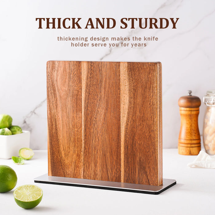 Acacia Wood Magnetic Knife Block – Modern Kitchen Holder with Strong Magnets