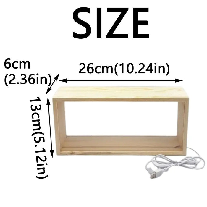 DIY Shadow Box Frame with USB Nightlight – Wood, Acrylic & Resin Display Case, 26×13×6cm