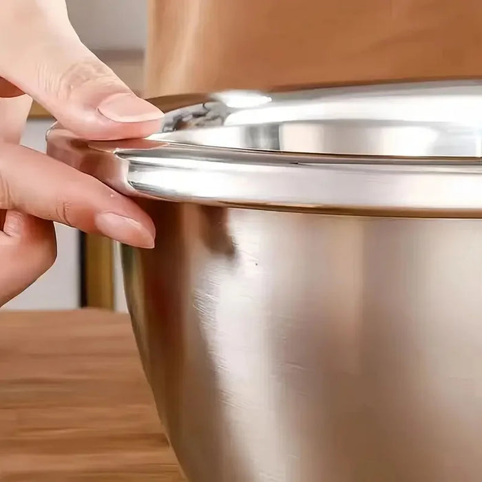 2-Piece Stainless Steel Colander & Mixing Bowl Set — Rice Washer and Strainer