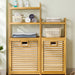 3/4-Tier Bamboo Laundry Hamper & Bathroom Rack with Pull-Out Shelves