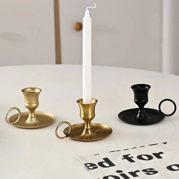 Retro Metal Candle Holder with Handle — European-Style Centrepiece for Dining Table, Weddings & Festive Décor