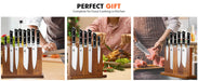 Double‑Sided Magnetic Knife Block with Acrylic Shield — Acacia Wood