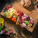 Acacia Wood Charcuterie Board with Handles & Folding Legs — Rectangular Serving Tray