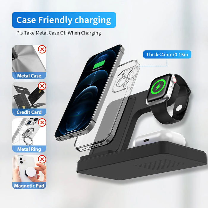 3-in-1 Magnetic Foldable Wireless Charger — 18W Fast Charge for iPhone, iWatch & AirPods