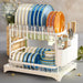 Double-layer Stainless Steel Kitchen Drain Rack for Tableware, Chopsticks and Cutting Boards (White or Black)