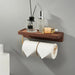 Wall-Mounted Toilet Roll Holder with Wood Shelf and Brass Fittings – Single Roll