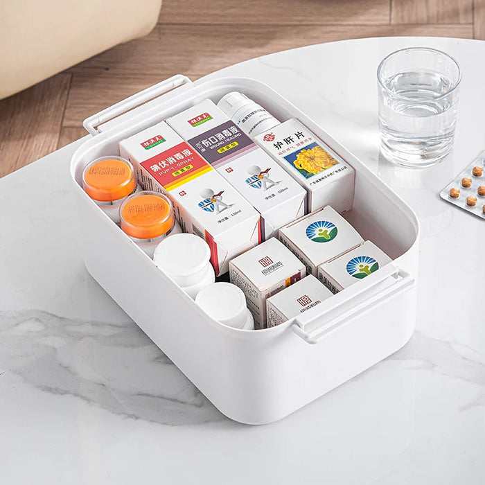 Large Portable Multi‑Tier Medical Storage Box — Plastic Medicine Cabinet