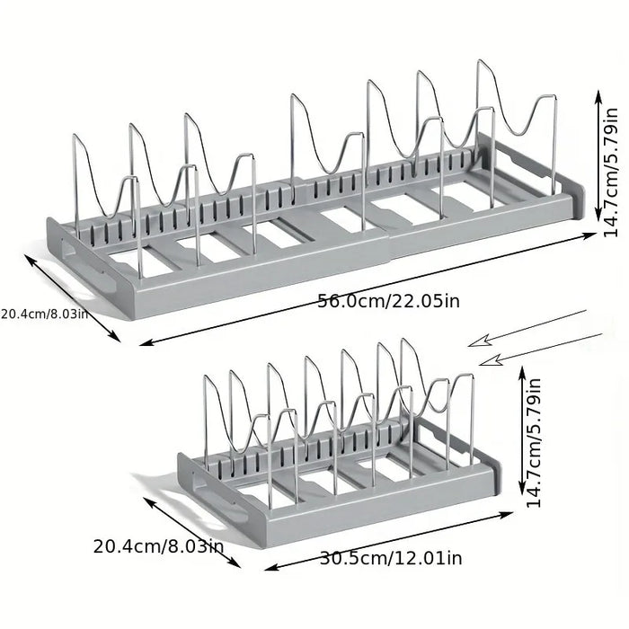Expandable Kitchen Cabinet Pot Organiser Rack — Adjustable Divider for Pots & Pans