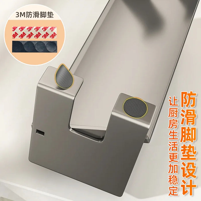 Non-Perforated Sink Storage Rack — Single-Tier Sponge & Rag Holder