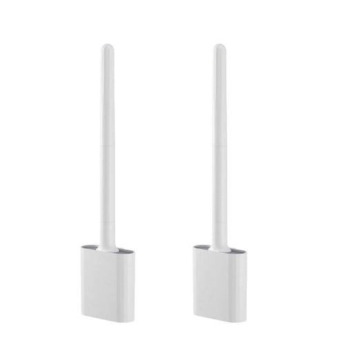 Mini Silicone Toilet Brush — Detachable Pole & Drip-Proof Holder