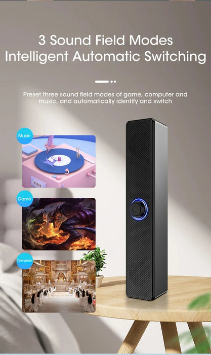 PC Soundbar with Bluetooth & Wired AUX — USB‑Powered Speaker for TV, Laptop & Gaming