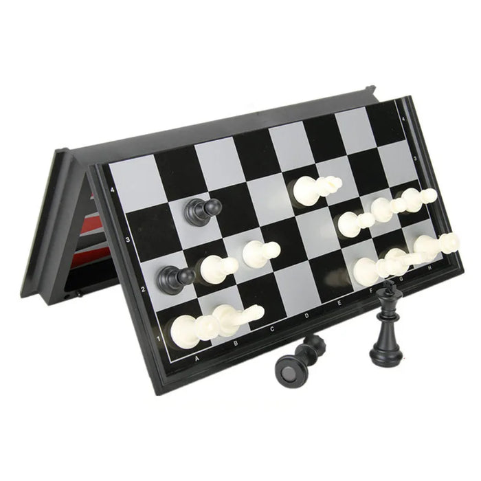 Foldable Magnetic 3-in-1 Board — Chess, Checkers & Backgammon, 25cm