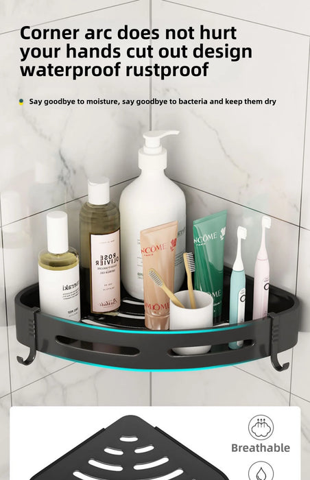 2pcs Corner Bathroom Shelf — Single-Tier Stainless Steel, No‑Drill Adhesive, Model FGR342