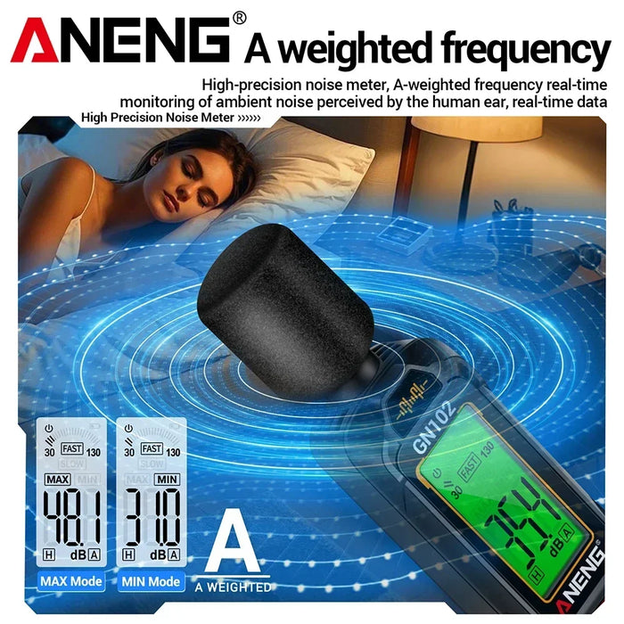 GN102 Sound Level Meter 30–130 dB — Portable Digital Decibel Meter