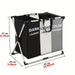 Foldable Laundry Basket with Aluminium Frame & 600D Oxford Fabric — 3‑Grid Large Capacity