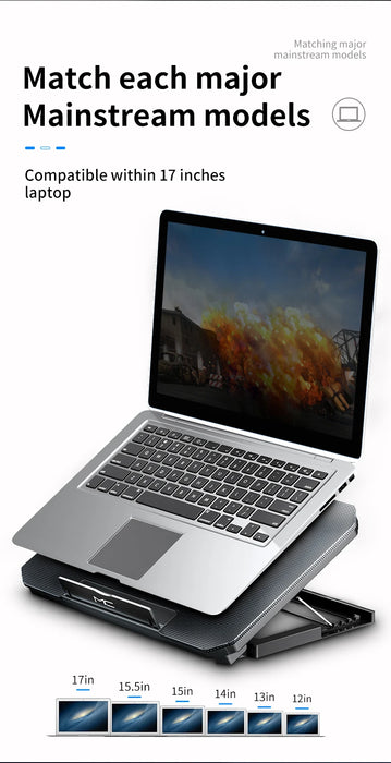 Q100 Laptop Cooling Pad — Twin Fans, LED Screen & Dual USB Ports