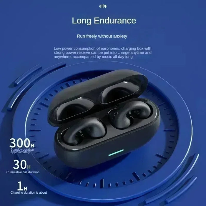 TWS Bluetooth 5.3 Clip-On Air-Conduction Earphones — ENC Calls & Gaming Mode