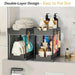Double-Layer Pull-Out Storage Rack with 5 Hooks — PP Drawer Organiser for Kitchen & Bathroom