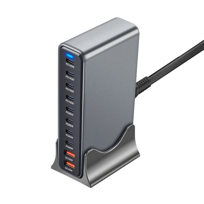 800W GaN 10-Port Desktop Charger — PD 140W Fast Charge for iPhone, iPad, MacBook