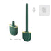 Wall-mounted Silicone Toilet Brush & Holder — Long Non-slip Handle, Ventilated Case, No-drill Fit