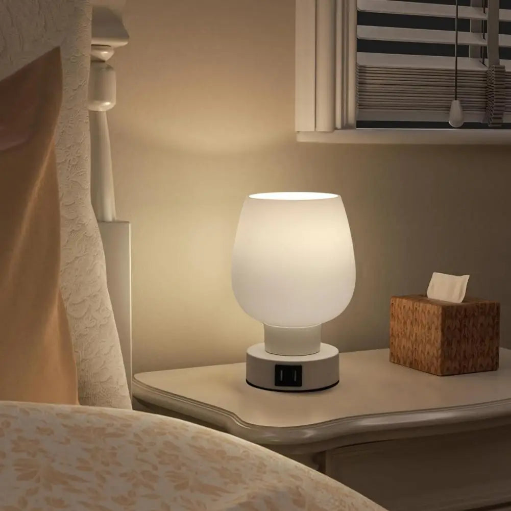 Moderní dotyková ovládací LED stolní lampa - stmívatelná, bez blikání, noční světlo s bílým skleněným stínidlem - ideální pro snadné osvětlení u postele