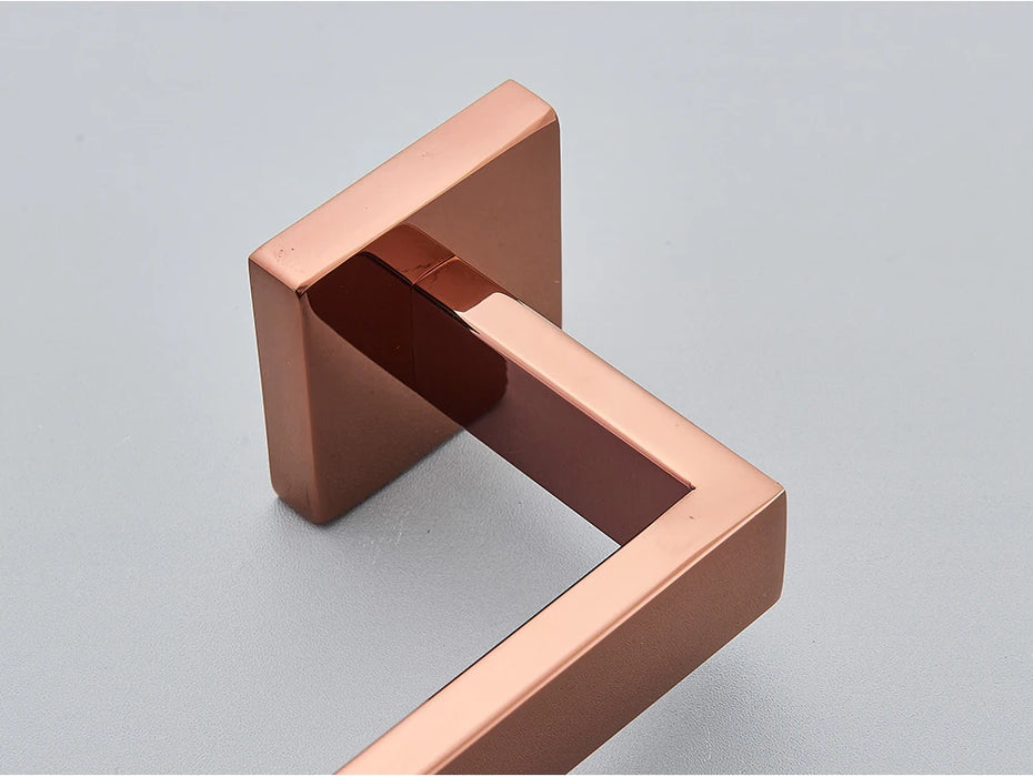 Rose Gold Bathroom Hardware Set — Stainless Steel Towel Rail, Toilet Paper Holder & Hook