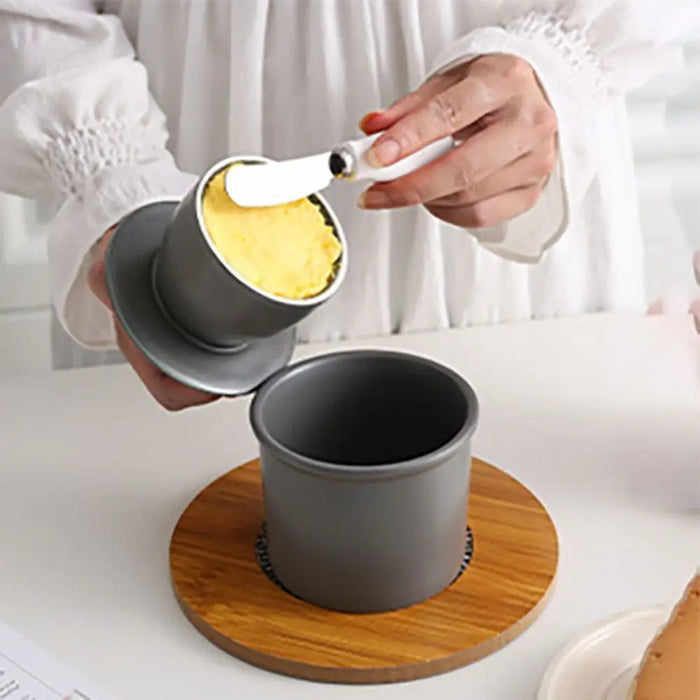 Ceramic Butter Cup with Lid — 350ml Sealed Butter Storage, Blue/Pink/White/Grey