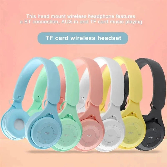 Y08 Macaron Wireless Bluetooth Headphones with Mic — Stereo Headband for Kids & Gaming