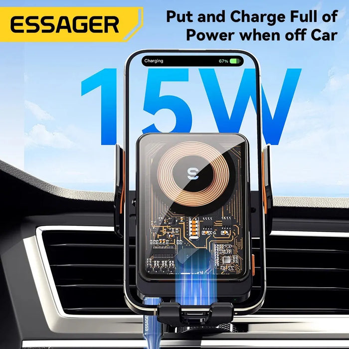 15W Qi Wireless Car Phone Holder – Air Vent & Suction Mount, Fast Charge