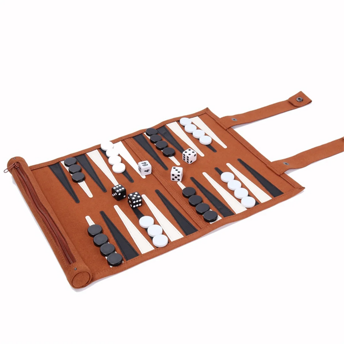Portable Backgammon Set – Roll-Up Travel Board for Adults & Children