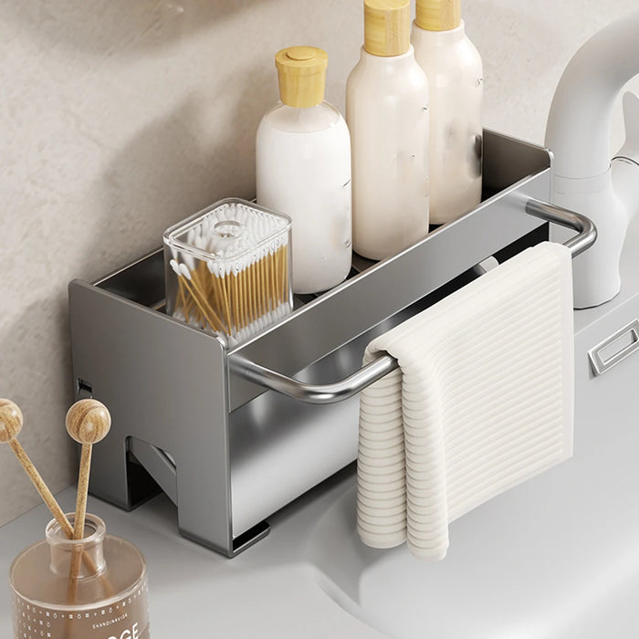 Kitchen Sink Stand & Sponge Holder – Metal Dish Drainer Organiser (Grey/White/Black)