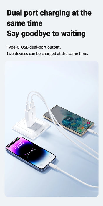 ACEFAST 30W GaN USB-C Fast Charger (EU Plug) – USB-C + USB-A PD/QC Travel Adapter