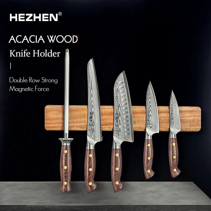 Magnetic Knife Holder 400mm — Acacia Wood Kitchen Rack (Holder Only)