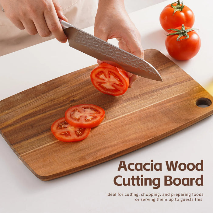 Acacia Wood Chopping & Charcuterie Board — Decorative Wooden Serving Board