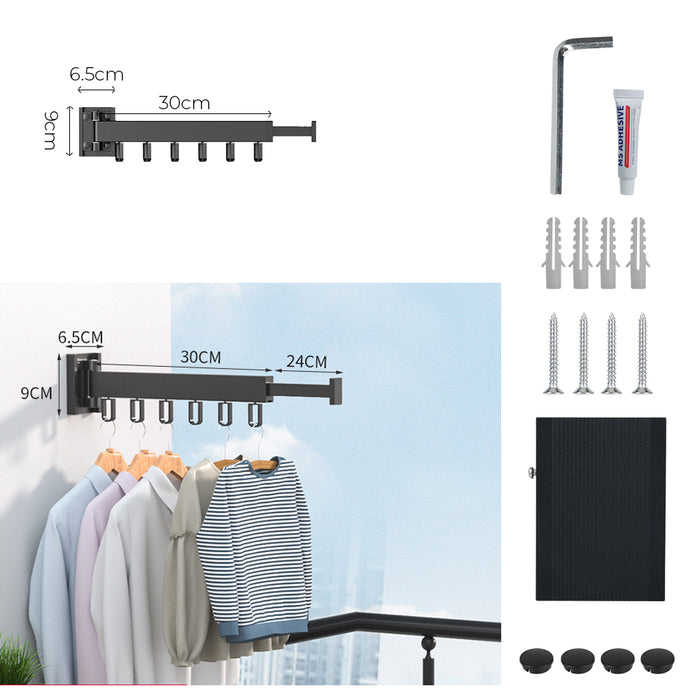 Retractable Wall-Mounted Folding Clothes Hanger — Aluminium, Indoor & Outdoor